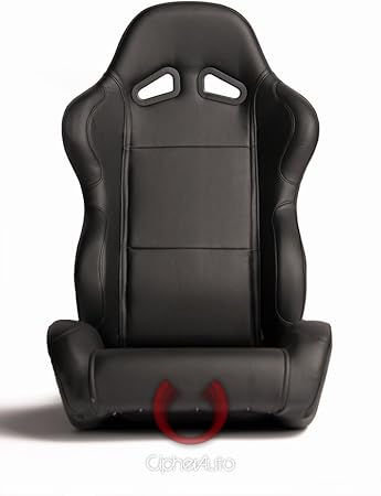 Cipher CPA1001 Black Synthetic Leather Universal Racing Seats, Sold as a Pair